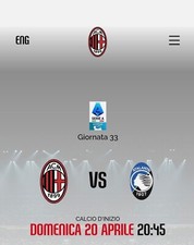 2 biglietti Milan-Atalanta 20/4/25 Secondo Anello Arancio Visuale TOP - con CRN