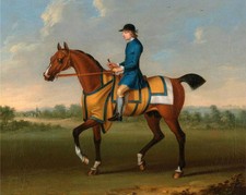 Oil art work Horse Racing horserace handsome young man riding horse in landscape