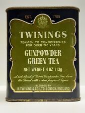 Scatola Di Latta Vintage TWININGS GUNPOWDER GREEN TEA 4 OZ TIN BOX 
