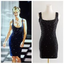 Raro mini micro abito Gianni Versace Couture S/S 1996 nero impreziosito