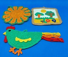 3 presine da cucina all'uncinetto vintage