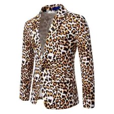 Blazer cappotti stampati leopardati uomo bar cantante clubwear giacche festa tacca bavero