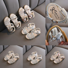 Sandali con perle Diamante bambini ragazze festa cinturino piatto spiaggia scarpe estive