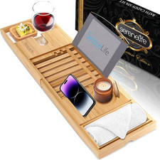 Vassoio Da Bagno in Bambù Con