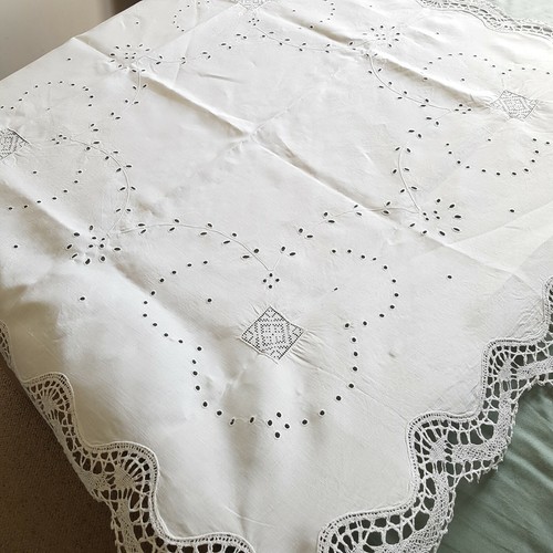 Vintage white linen hand - vintage,
