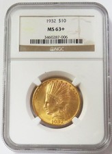 1932 ORO USA $10 AQUILA INDIANA NGC ZECCA STATO 63+