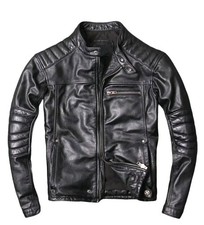 Mens black leather cafe racer - mens,