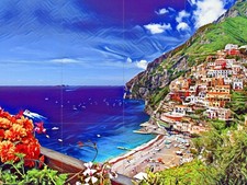 Pannello ceramica mosaico di Positano Italia backsplash piastrelle parete arte murale