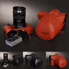 Custodia mezza fotocamera in vera pelle fatta a mano per Olympus EM5 Mark ii