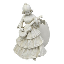 STATUETTA Bisquit Portafiori Chitarra Uovo XX Secolo Porcellana Vintage Scultura