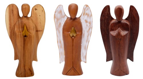 Angelo custode figura legno - angelo, in