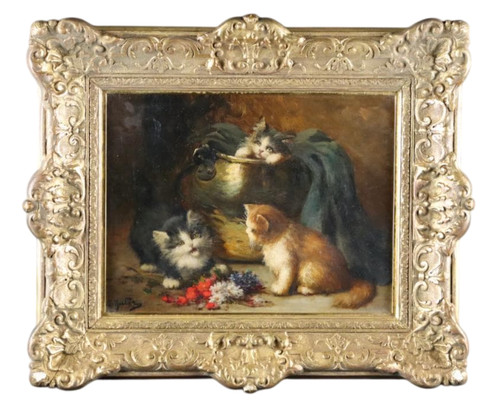 Dipinto olio tre - ad, gatti"