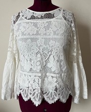 ADIVA Women Ivory Crochet Lace