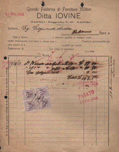 Napoli 1919 fattura ditta - 1919,