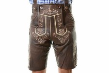 Costume tedesco corto bavarese Oktoberfest Lederhosen agnello pelle costume #BERLINO
