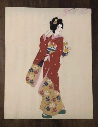 Dipinto giapponese tempera - giapponese, su