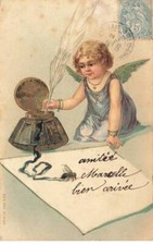 Angeli #MK45050 Un Ange Cherubino Scrittura Una Lettera Con Calamaio Hang E Pen