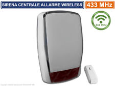 SIRENA ANTIFURTO CENTRALE ALLARME WIRELESS 433 MHz ANTIJAMMER DISTANZA 100 METRI