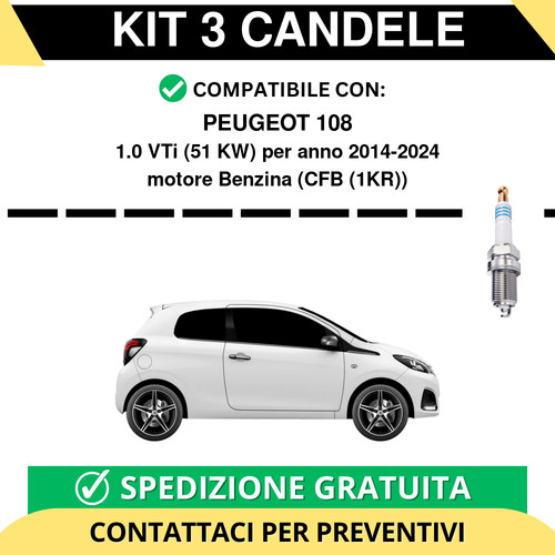 Kit candele per peugeot 108 - 3,