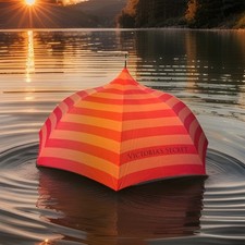 Victorias Secret Ombrellone a Strisce Rosa Tenda da Circo Y2K Ombrello Edizione Limitata