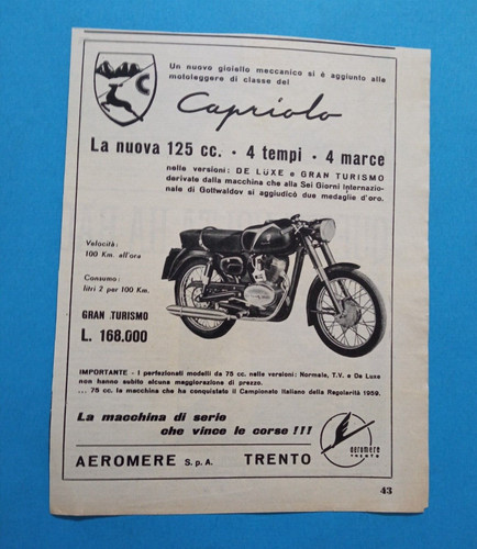 Pubblicita 1960 moto - pubblicita',