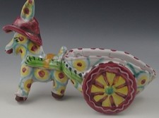 DONKEY DOLKER GAMBONE VIETRI CERAMICA ANNI '30 CON CARRELLO TASCA A MURO RARO #52