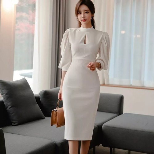 Abito bianco midi - abito, elegante