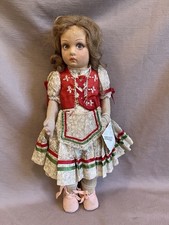 Antica bambola in feltro e stoffa stile Lenci 14” anni ’20-30 con etichetta Theriault’s