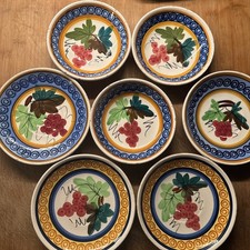 4 Piattini e 3 Ciotoline Richard Ginori Mondovi Decoro Uva Policroma  Primi 900