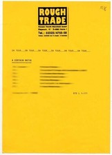 A Certain Ratio Tour Itinerary Rough Trade Rec. Press Release 1986