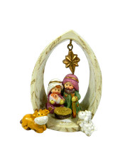 Mini Natività con Capanna Cm 4x6x8h - Sacra Famiglia Lavoretti Scuola Presepe