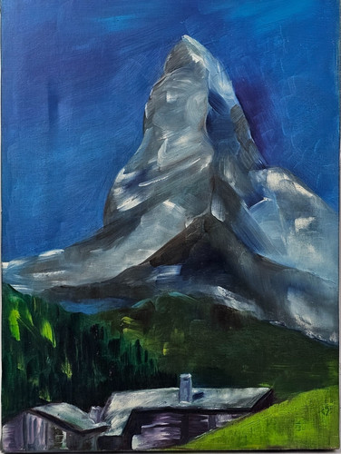 Dipinto olio tela - tela, montagna
