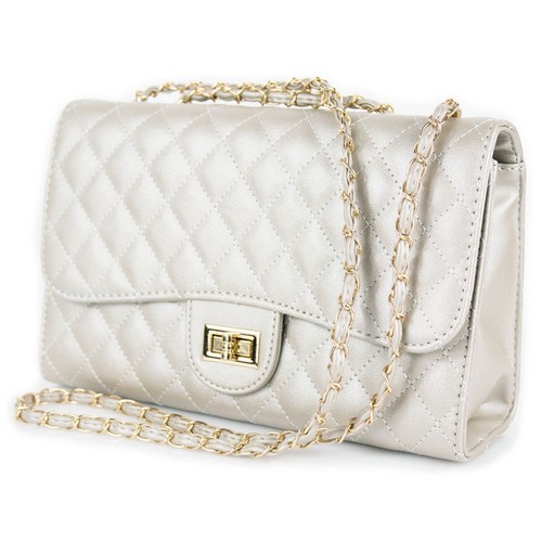 Borsa argento trapuntata con