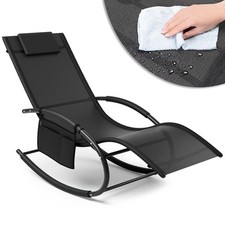 Sedia Sdraio a Dondolo Gravita Zero Lettino Prendisole Giardino Textilene Nero