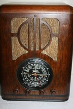 Radio d'epoca rara antica a valvole Zenith quadrante nero pietra tombale 6-S-229