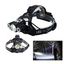 TORCIA LAMPADA FRONTALE LED RICARICABILE 3LED 5000 LUMEN CREE T6 100MT 180° 1825