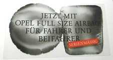 Adesivo Pubblicità Opel Full Dimensioni Airbag Driver Passeggero 80s Oldtimer