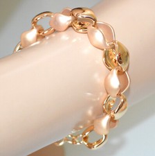 Bracciale donna oro dorato ciondoli catena anelli lucidi satinati elegante UA35
