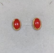 Orecchini vintage in Oro giallo 18 Kt 750% e vero Corallo sardo -peso 3,04gr-