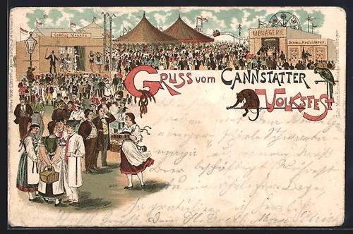 Litografia cannstatt festa - litografia, cannstatt,