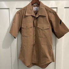 Woolrich Valor DSCP Camicia Uomo M Misto Lana Cachi Abbigliamento da Lavoro Militare Made in USA