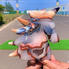 471G Sardonice Rosso Naturale Rigato Intaglio Unicorni Agata Cristallo Minerale Guarigione