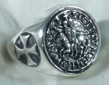 ANELLO SIGILLO TEMPLARI CROCE ARGENTO 925 STERLING SILVER TEMPLAR KNIGHT RING