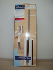 Set Portascopino per WC - Coperchio Integrato Acciao INOX manico lungo 55 cm