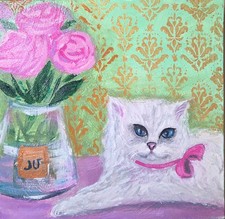 Quadro gatto bianco occhi