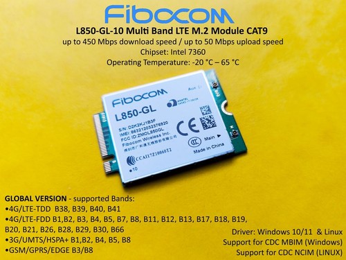 Modem lte fibocom - modem, l850-gl