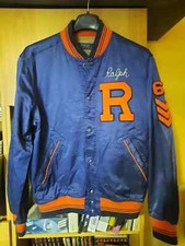 Polo Ralph Lauren varsity college Letterman P wing raso uomo bomber M Usa nuovo senza etichette