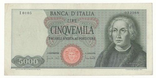 5000 lire colombo tipo - lire,