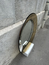 GRANDE SPECCHIO COLOR AMBRA 60s CURVATO MOLATO CRISTALL ART DOPPIO VETRO MIRROR