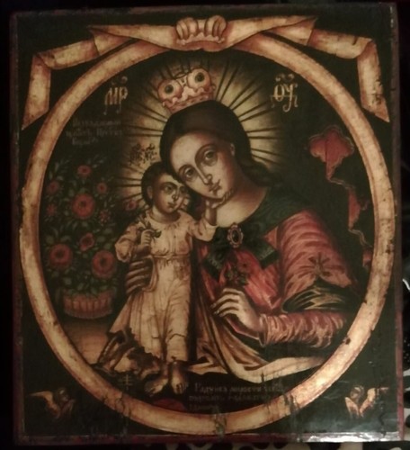 Antica icona russa madre - russa,